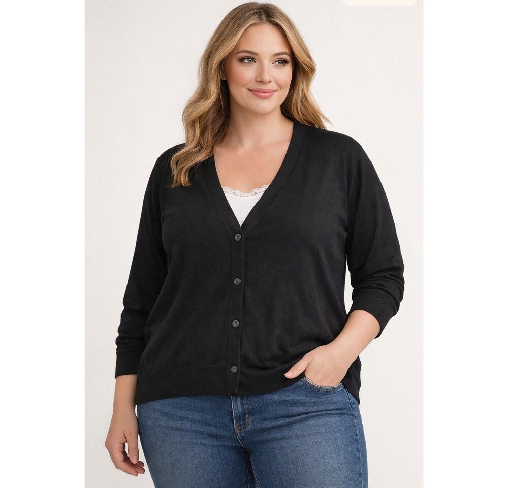 Banana Republic Cotton Viscose Blend Black Button‑Up Cardigan XXL V‑Neck